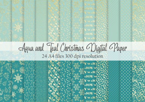 Aqua and Teal Christmas Digital Paper Review