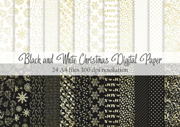 Black and White Christmas Digital Paper
