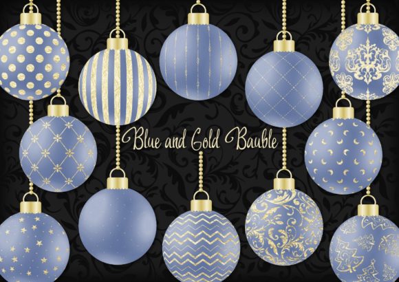 Blue and Gold Christmas Bauble