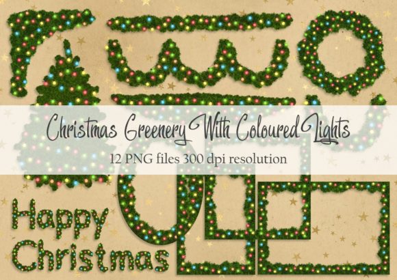 Christmas Greenery with Coloured Lights