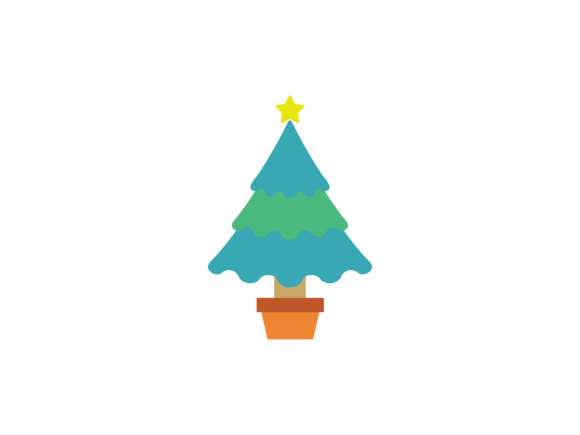 Christmas Illustration Blue Green Tree