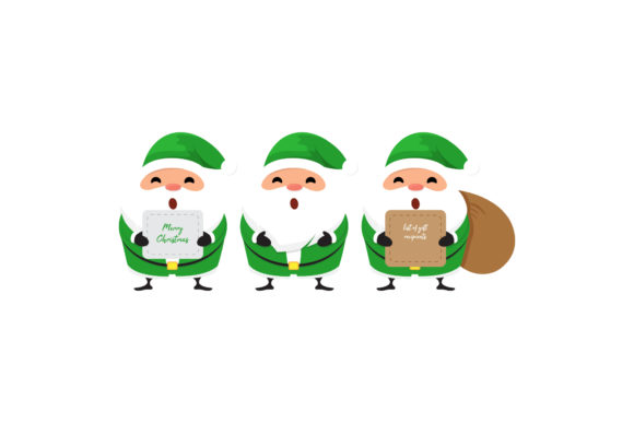 Christmas Illustration Santa Set Design