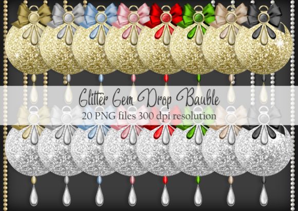 Glitter Gem Drop Bauble Decorative Elements