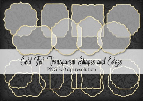 Gold Foil Transparent Shapes and Edges for Decorative Elements