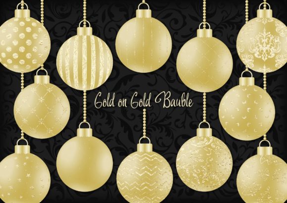 Gold on Gold Christmas Bauble for Decorative Elements