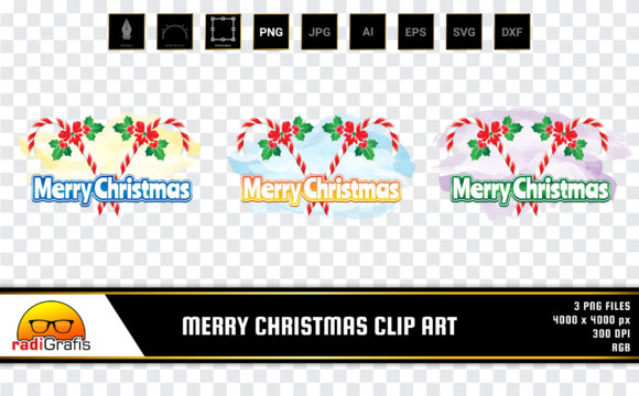 Merry Christmas with Brush Clip Art