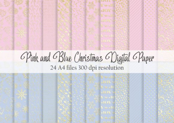 Pink and Blue Christmas Digital Paper