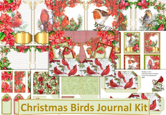 Printable Christmas Birds Journal Kit for Crafts