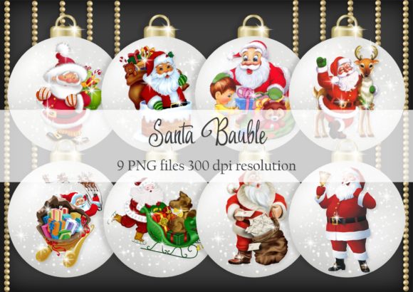 Santa Bauble Decorative Elements for Crafting