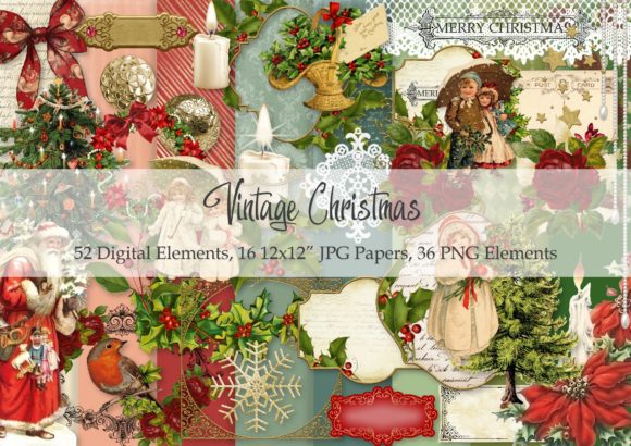 Vintage Christmas Decorative Elements