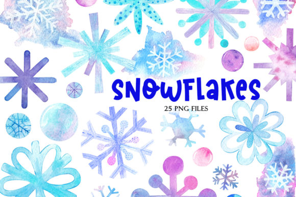 Watercolor Snowflakes Illustrations